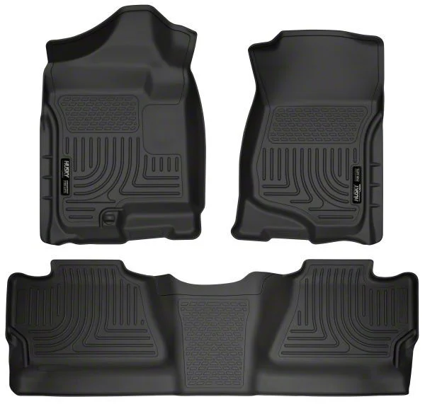Husky Liners WeatherBeater Front and Second Seat Floor Liners; Footwell Coverage; Black (07-14 Sierra 2500 HD Crew Cab)