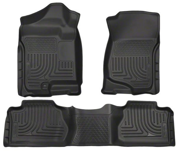Husky Liners WeatherBeater Front and Second Seat Floor Liners; Footwell Coverage; Black (07-13 Sierra 2500 HD Extended Cab)