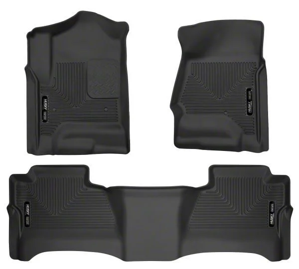 Husky Liners WeatherBeater Front and Second Seat Floor Liners; Footwell Coverage; Black (15-19 Sierra 2500 HD Crew Cab)