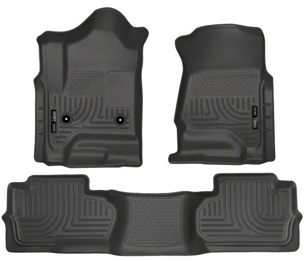 Husky Liners WeatherBeater Front and Second Seat Floor Liners; Footwell Coverage; Black (15-19 Sierra 2500 HD Double Cab)