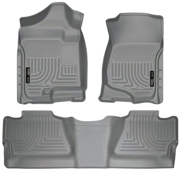 Husky Liners WeatherBeater Front and Second Seat Floor Liners; Footwell Coverage; Gray (07-14 Sierra 2500 HD Crew Cab)