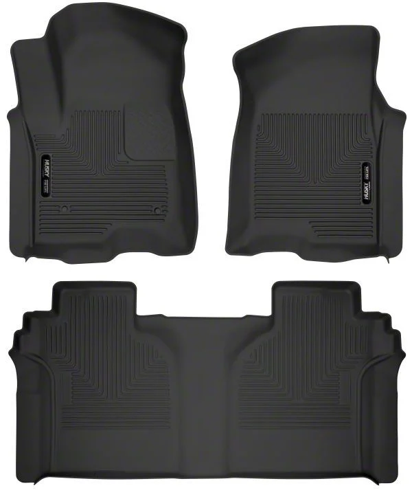 Husky Liners X-Act Contour Front and Second Seat Floor Liners; Black (20-26 Sierra 2500 HD Crew Cab)