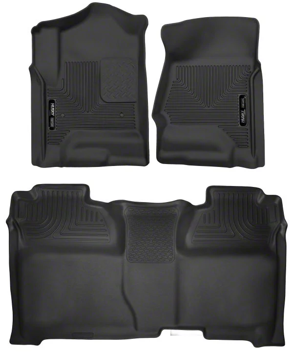 Husky Liners X-Act Contour Front and Second Seat Floor Liners; Black (14-18 Silverado 1500 Crew Cab)