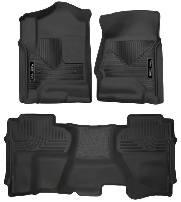 Husky Liners X-Act Contour Front and Second Seat Floor Liners; Black (15-19 Silverado 2500 HD Double Cab)