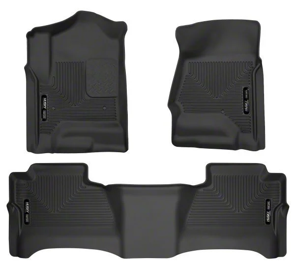 Husky Liners WeatherBeater Front and Second Seat Floor Liners; Footwell Coverage; Black (15-19 Silverado 3500 HD Crew Cab)