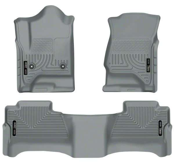 Husky Liners WeatherBeater Front and Second Seat Floor Liners; Footwell Coverage; Gray (15-19 Silverado 3500 HD Crew Cab)