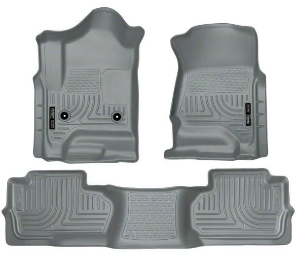Husky Liners WeatherBeater Front and Second Seat Floor Liners; Footwell Coverage; Gray (15-19 Silverado 3500 HD Double Cab)
