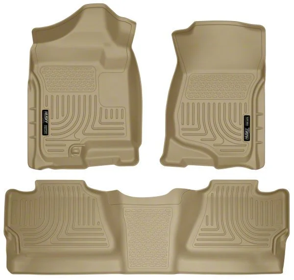 Husky Liners WeatherBeater Front and Second Seat Floor Liners; Footwell Coverage; Tan (07-14 Silverado 3500 HD Crew Cab)
