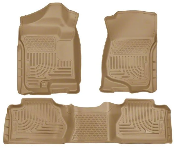 Husky Liners WeatherBeater Front and Second Seat Floor Liners; Footwell Coverage; Tan (07-13 Silverado 3500 HD Extended Cab)