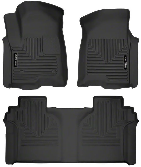 Husky Liners X-Act Contour Front and Second Seat Floor Liners; Black (20-26 Silverado 3500 HD Crew Cab)