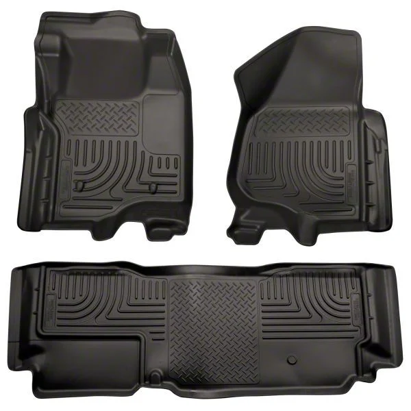 Husky Liners WeatherBeater Front and Second Seat Floor Liners; Footwell Coverage; Black (11-12 F-250 Super Duty SuperCab w/o Floor Shifter)