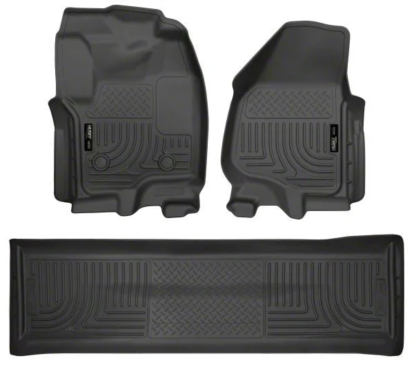 Husky Liners WeatherBeater Front and Second Seat Floor Liners; Footwell Coverage; Black (12-16 F-250 Super Duty SuperCrew w/o Floor Shifter)