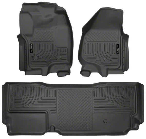 Husky Liners WeatherBeater Front and Second Seat Floor Liners; Footwell Coverage; Black (12-16 F-250 Super Duty SuperCab w/o Floor Shifter)