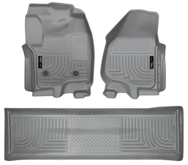 Husky Liners WeatherBeater Front and Second Seat Floor Liners; Footwell Coverage; Gray (12-16 F-250 Super Duty SuperCrew w/o Floor Shifter)