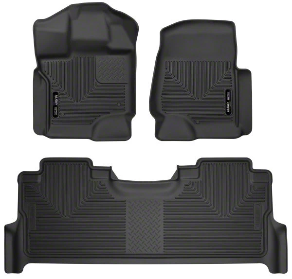Husky Liners X-Act Contour Front and Second Seat Floor Liners; Black (17-22 F-250 Super Duty SuperCrew w/ Rear Underseat Storage)