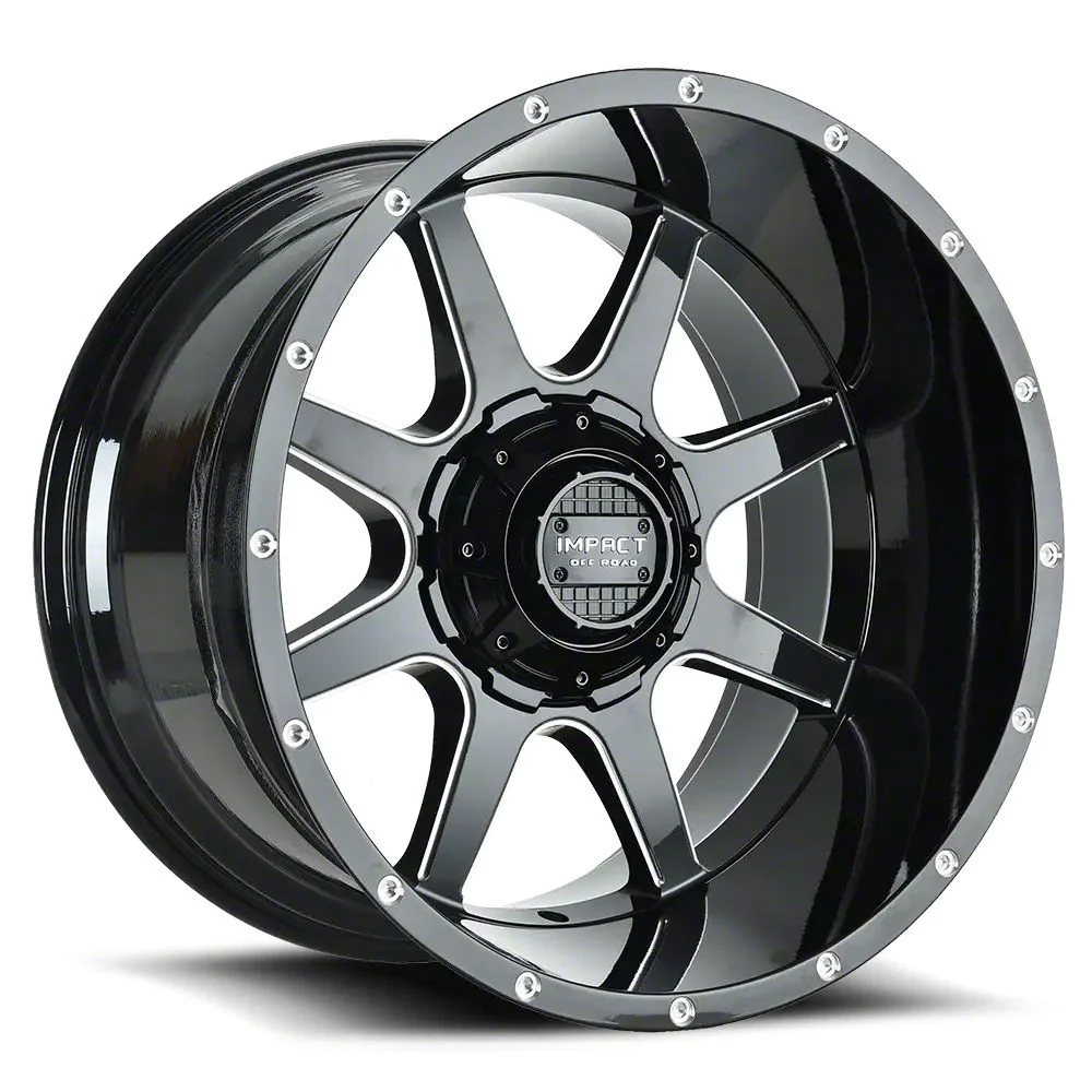 Impact Wheels 804 Gloss Black Milled 6-Lug Wheel; 20x12; -44mm Offset (07-13 Sierra 1500)