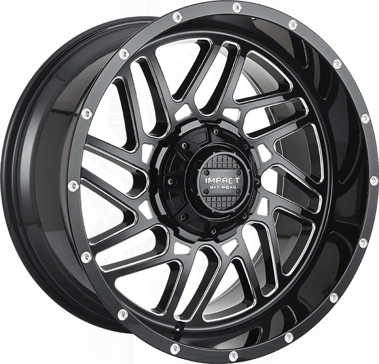 Impact Wheels 808 Gloss Black Milled 6-Lug Wheel; 20x12; -44mm Offset (07-13 Sierra 1500)