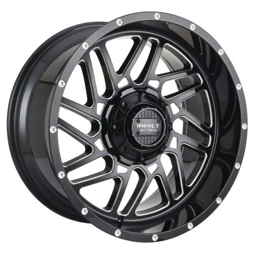 Impact Wheels 808 Gloss Black Milled 6-Lug Wheel; 20x10; -12mm Offset (14-18 Sierra 1500)