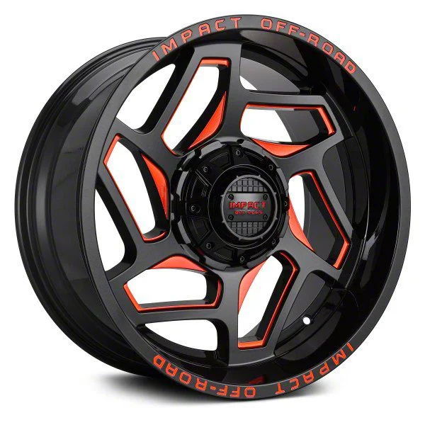 Impact Wheels 826 Gloss Black and Red Milled 6-Lug Wheel; 20x10; -12mm Offset (14-18 Sierra 1500)