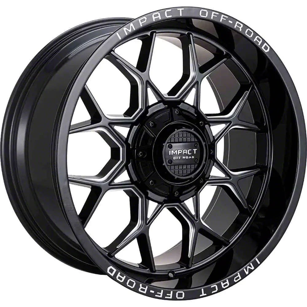Impact Wheels 828 Gloss Black Milled 6-Lug Wheel; 20x10; -12mm Offset (14-18 Sierra 1500)