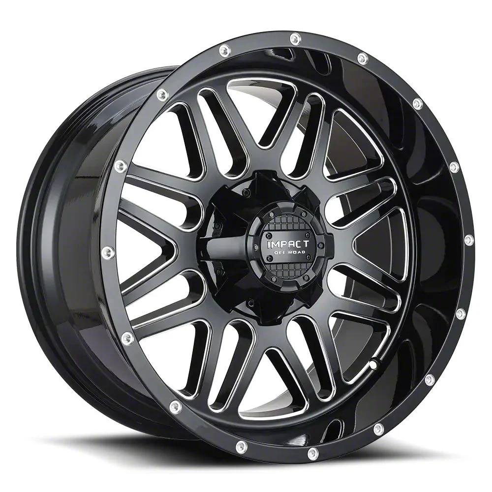Impact Wheels 806 Gloss Black Milled 6-Lug Wheel; 22x12; -44mm Offset (19-26 Sierra 1500)