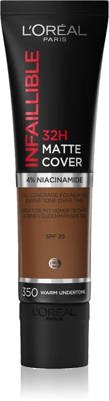 L’Oréal Paris Infaillible 32H Matte Finish fondotinta opacizzante lunga tenuta SPF 25 colore 350 Warm Undertone 30 ml
