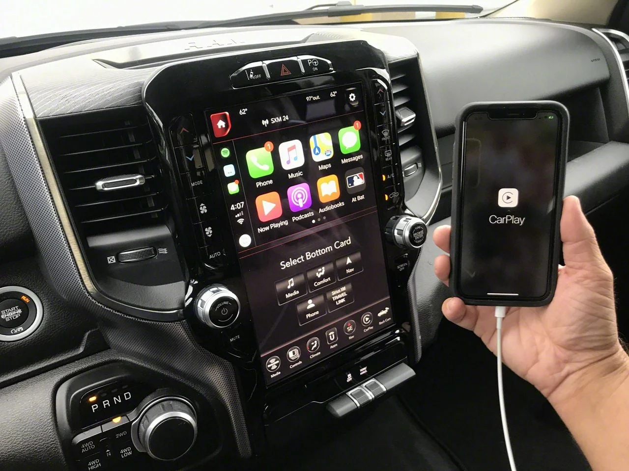 Infotainment UAX Uconnect 4C NAV with 12-Inch Touchscreen with Apple CarPlay, Android Auto and SiriusXM Radio Upgrade (19-20 RAM 1500 Laramie w/ Woodgrain Interior Accents)
