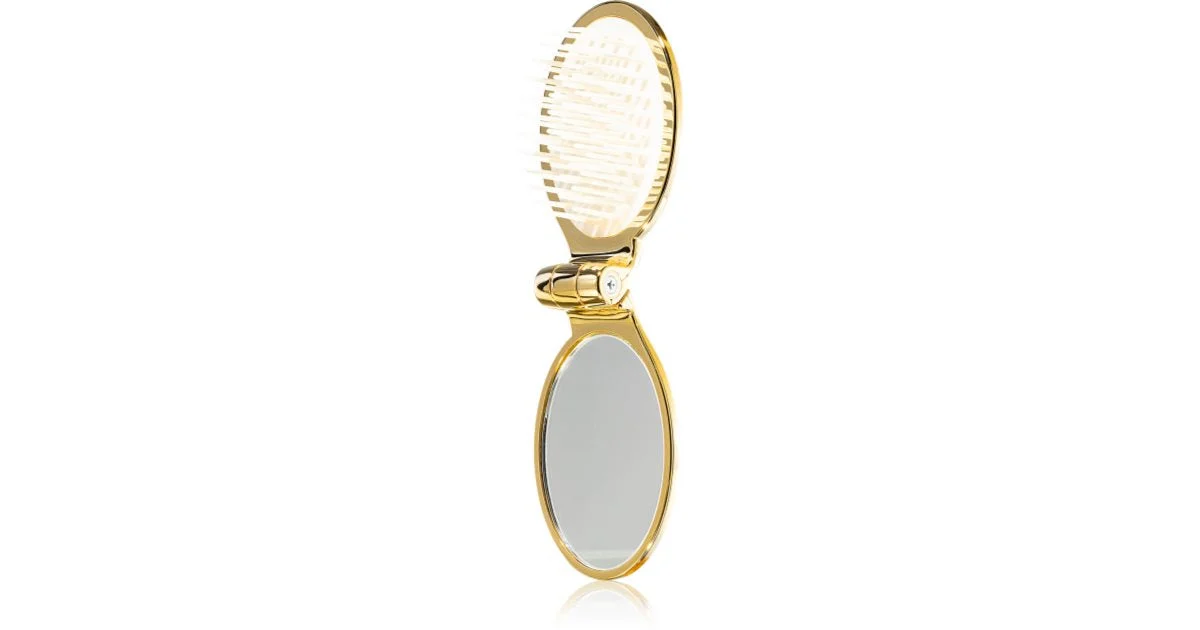 Janeke Gold Line Spazzola Pieghevole Dorata con Specchio pettine per capelli con specchietto 9,5 x 5,5 x 3,5 cm 1 pz