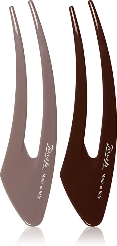 Janeke Clip Forcine Per Capelli Marrone 2X15 Cm