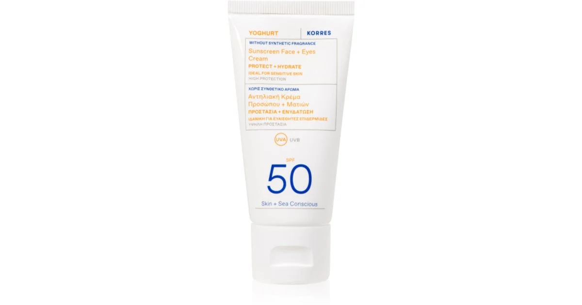 Korres Yoghurt crema protettiva per viso e contorno occhi SPF 50 50 ml