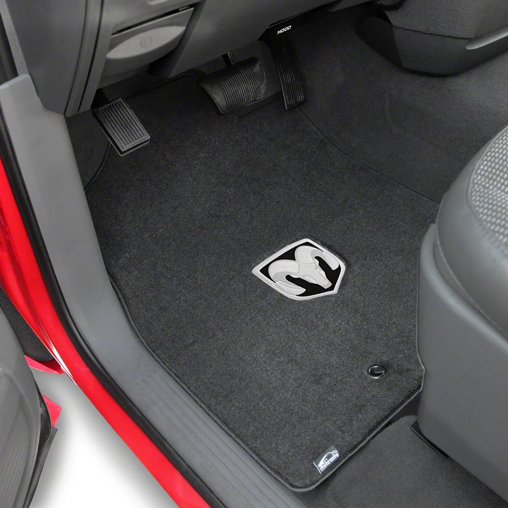 Lloyd Velourtex Front Floor Mats with RAM Head Logo; Black (02-08 RAM 1500)
