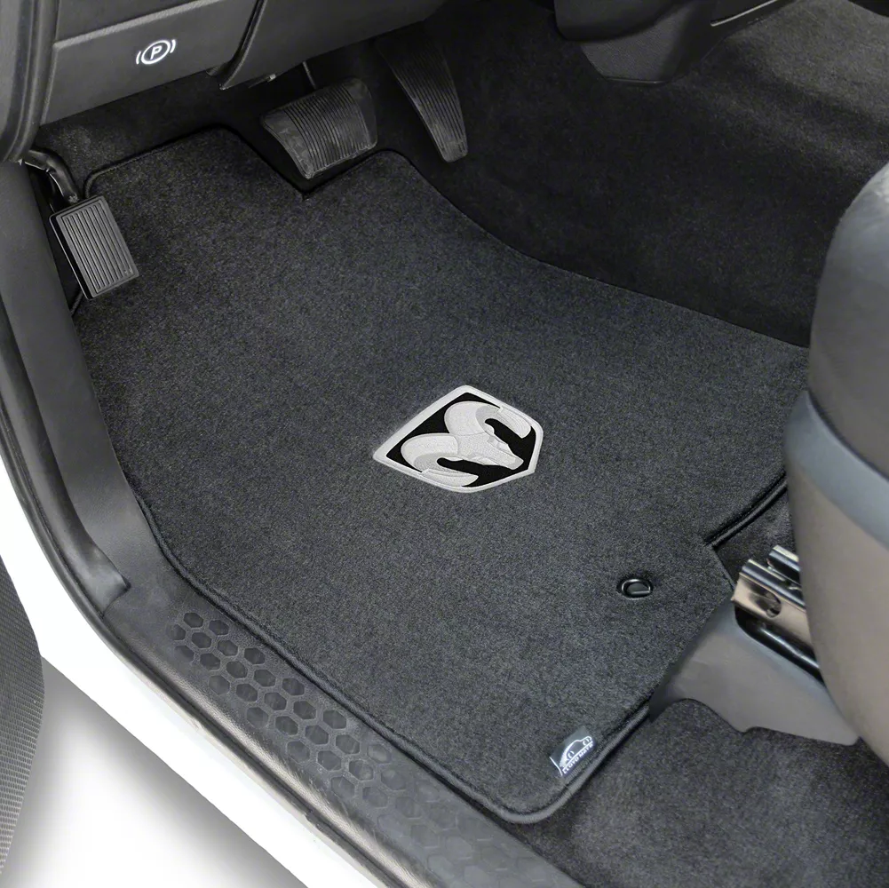 Lloyd Velourtex Front Floor Mats with RAM Head Logo; Black (09-18 RAM 1500 Crew Cab)