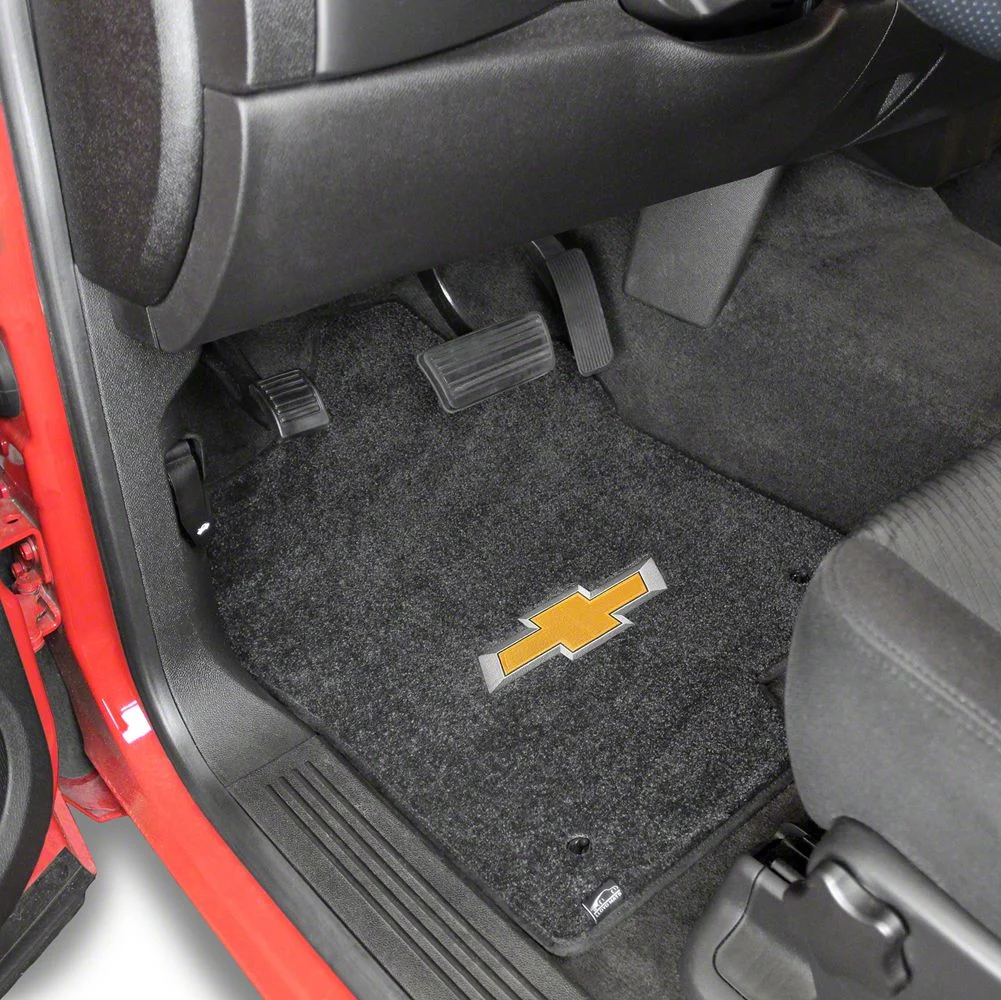 Lloyd Ultimat Front Floor Mats with Bowtie Logo; Black (07-13 Silverado 1500 Extended Cab, Crew Cab)