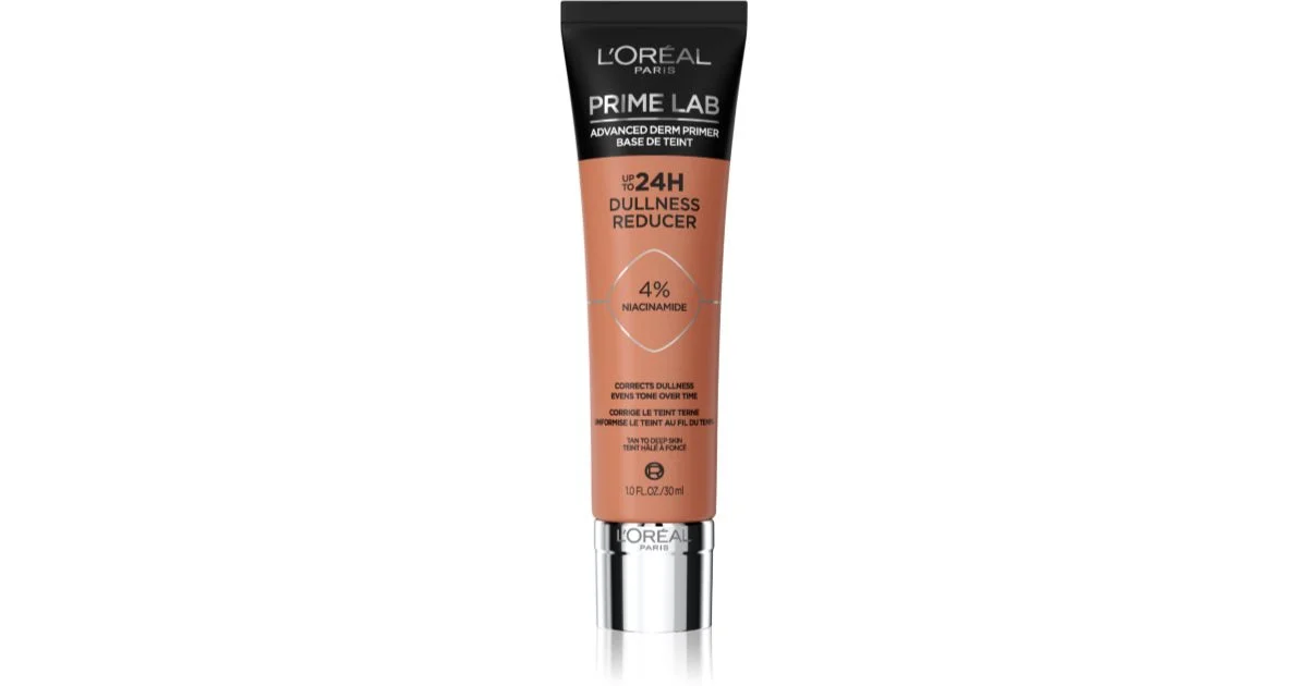 L’Oréal Paris Prime Lab 24H Dullness Reducer primer colorato per fondotinta per unificare il tono della pelle colore Tan To Deep Skin 30 ml