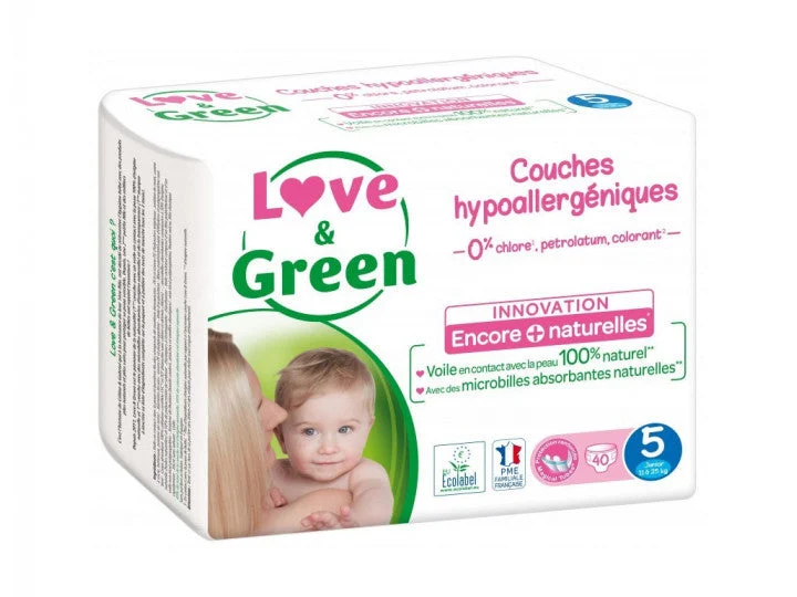 Love&Green Pannolini Ipoallergenici T5 da 11 a 25 kg x40