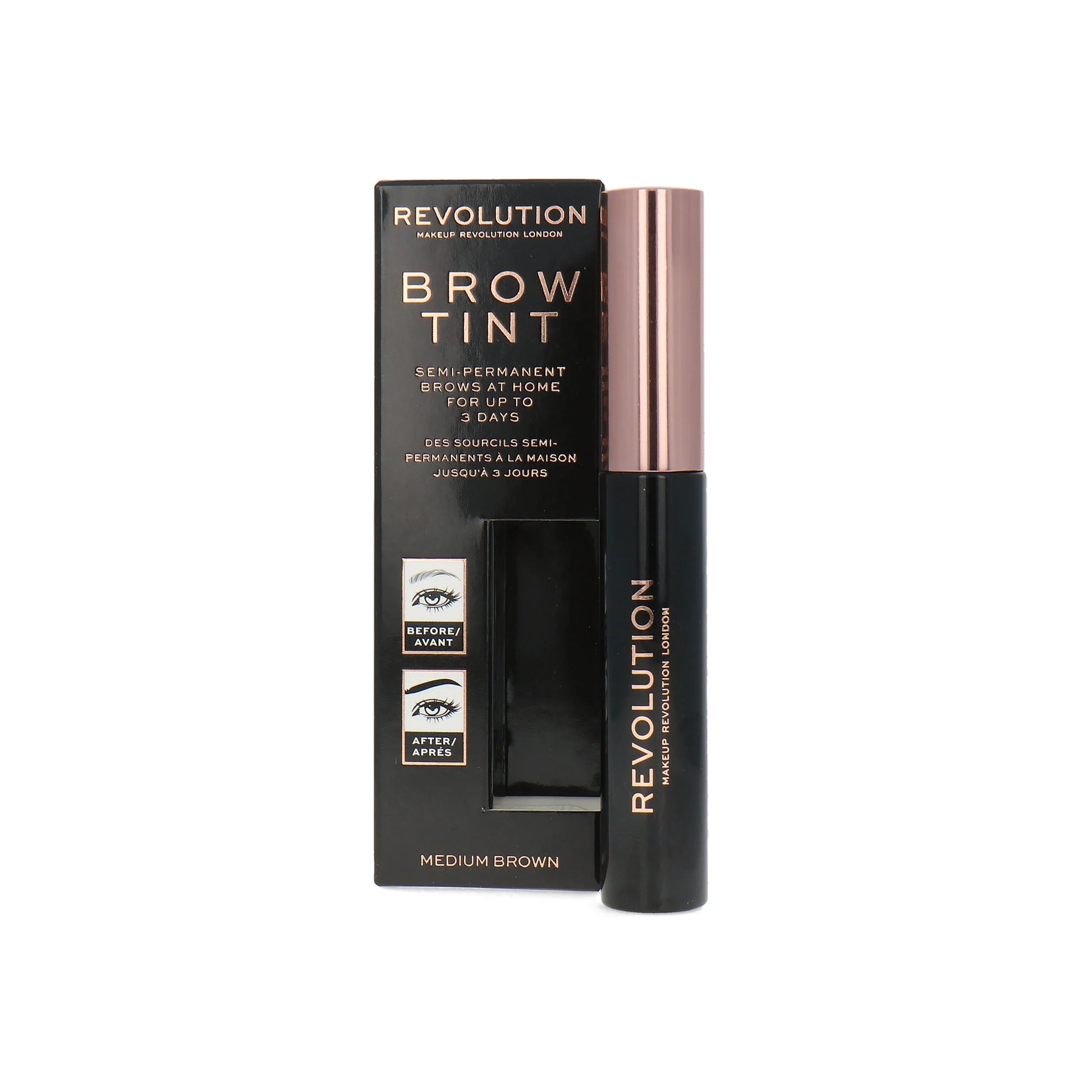 Makeup Revolution, Tinta Sopracciglia, Gel Sopracciglia, Marrone Medio, 6 ml