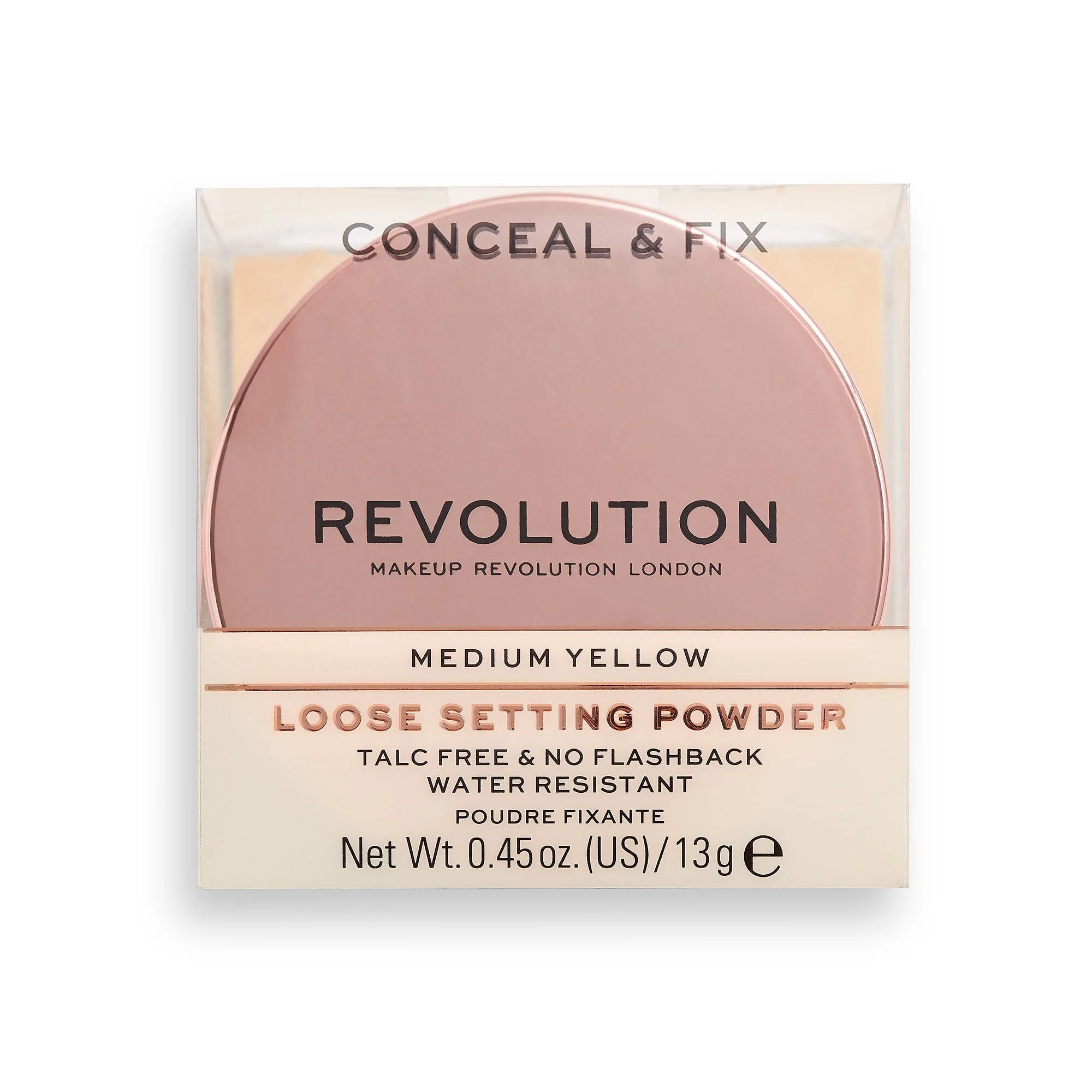 Makeup Revolution Corregge e Fissa Cipria Vegana in Polvere Giallo Medio 13 g