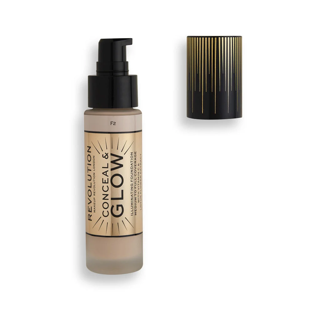Makeup Revolution, Conceal & Glow, Illuminante, Fondotinta in crema, F2, 23 ml