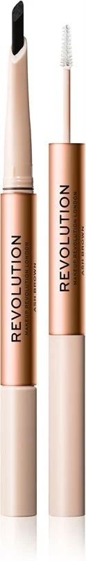 Makeup Revolution Fluffy Filter Duo matita per sopracciglia a doppia punta per fissare e modellare colore castano cenere 0.12 g