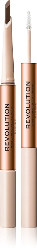 Makeup Revolution Fluffy Filter Duo matita per sopracciglia a doppia punta per fissare e modellare colore biondo 0.12 g