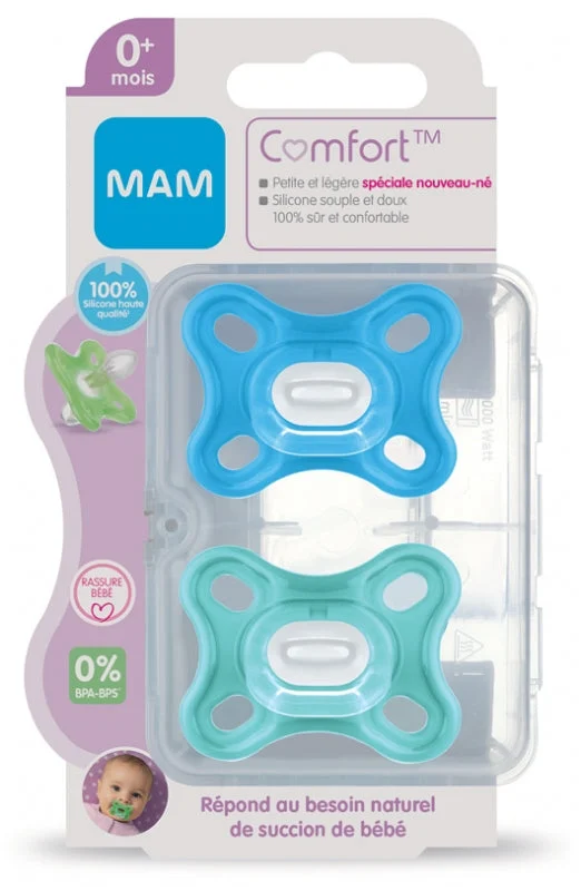 MAM Lecca-lecca Comfort 0-2 mesi Blu x2