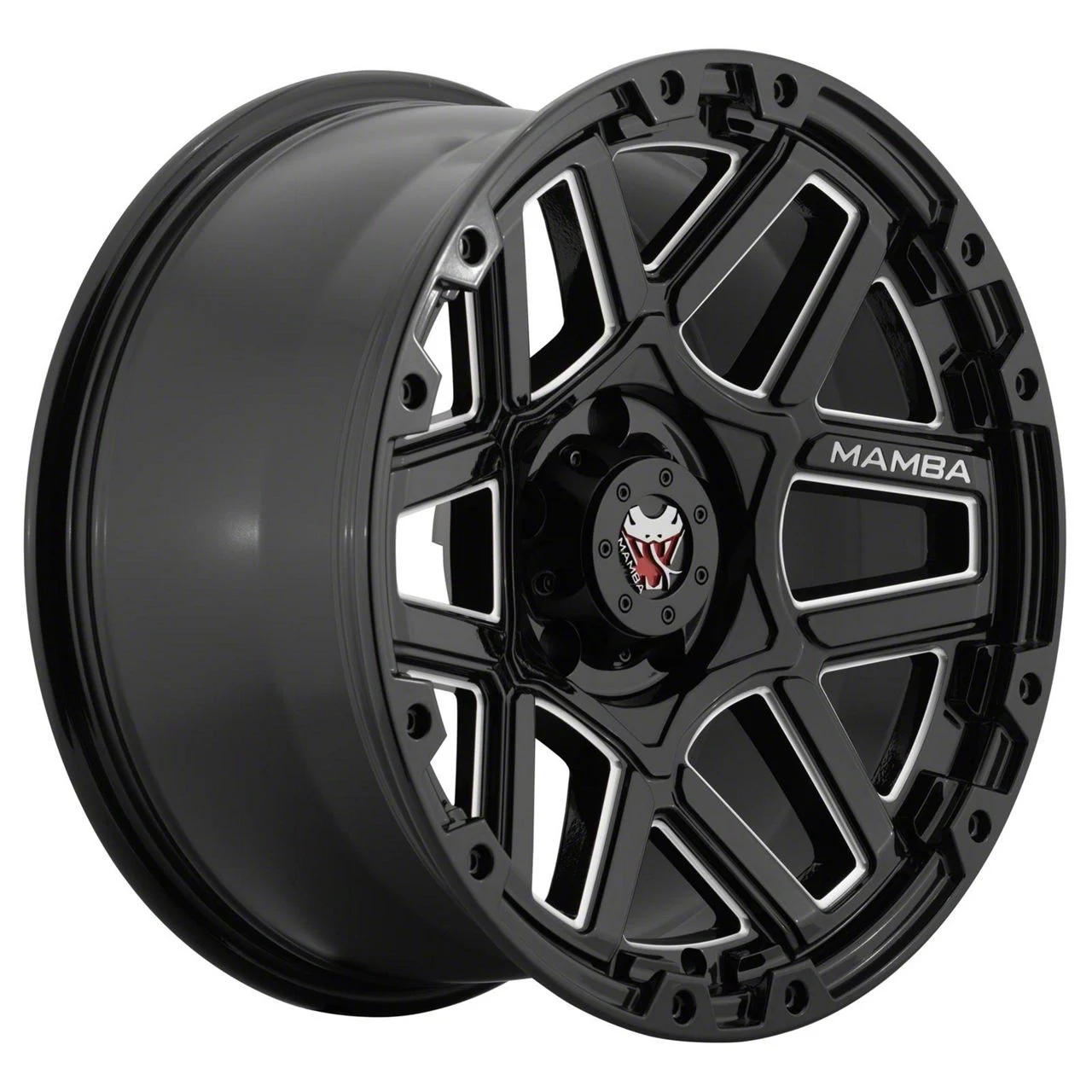 Mamba Offroad Wheels M23 Gloss Black Machined 6-Lug Wheel; 17x9; 12mm Offset (15-20 Yukon)