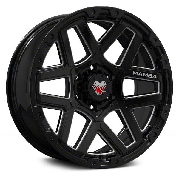 Mamba Offroad Wheels M23 Gloss Black Machined 6-Lug Wheel; 17x9; -12mm Offset (15-20 Yukon)