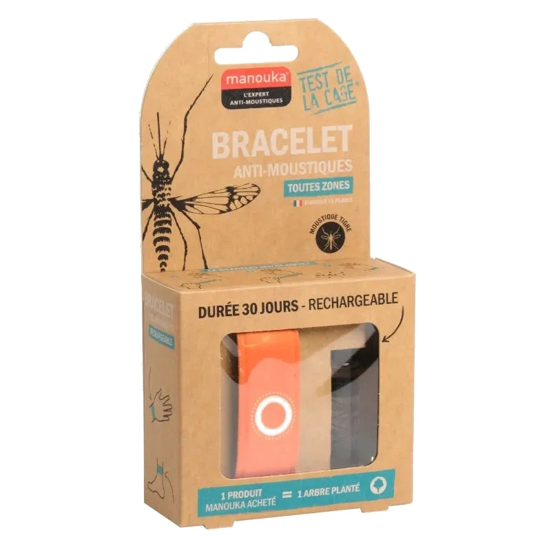 Braccialetto repellente per zanzare Manouka - ricaricabile - arancione
