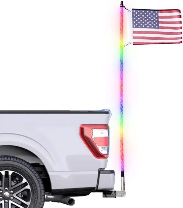Master Tailgaters 5-Foot Swirl LED Flag Pole with Hitch Mount (Universal; Some Adaptation May Be Required)