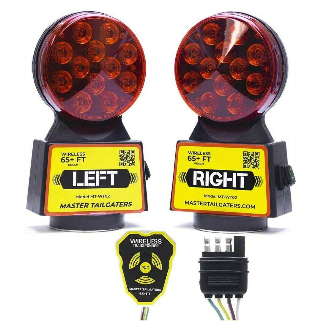 Master Tailgaters Wireless Trailer Tow Lights; 4-Pin Flat Connection (Universal; Some Adaptation May Be Required)