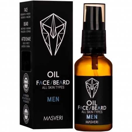 Masveri Face Beard Oil All Skin Types - olio viso e barba, per tutti i tipi di pelle, 30 ml
