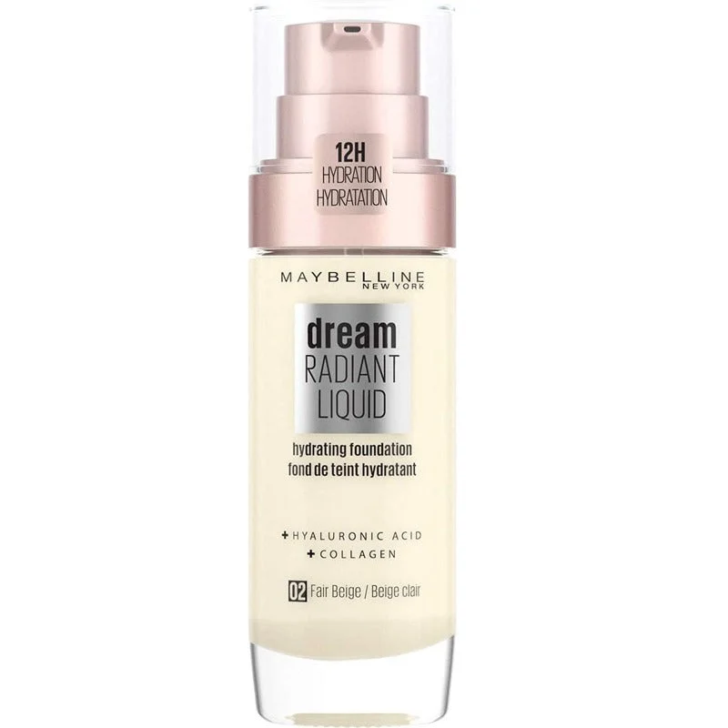 Maybelline Dream Fondotinta Liquido Idratante all'Acido Ialuronico Radiante 02 Beige Chiaro 30 ml