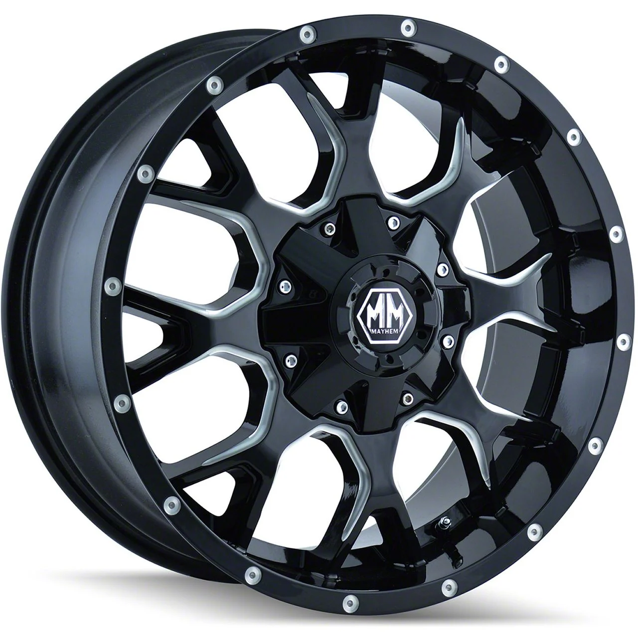 Mayhem Wheels Warrior Black Milled 8-Lug Wheel; 18x9; 18mm Offset (07-10 Sierra 2500 HD)