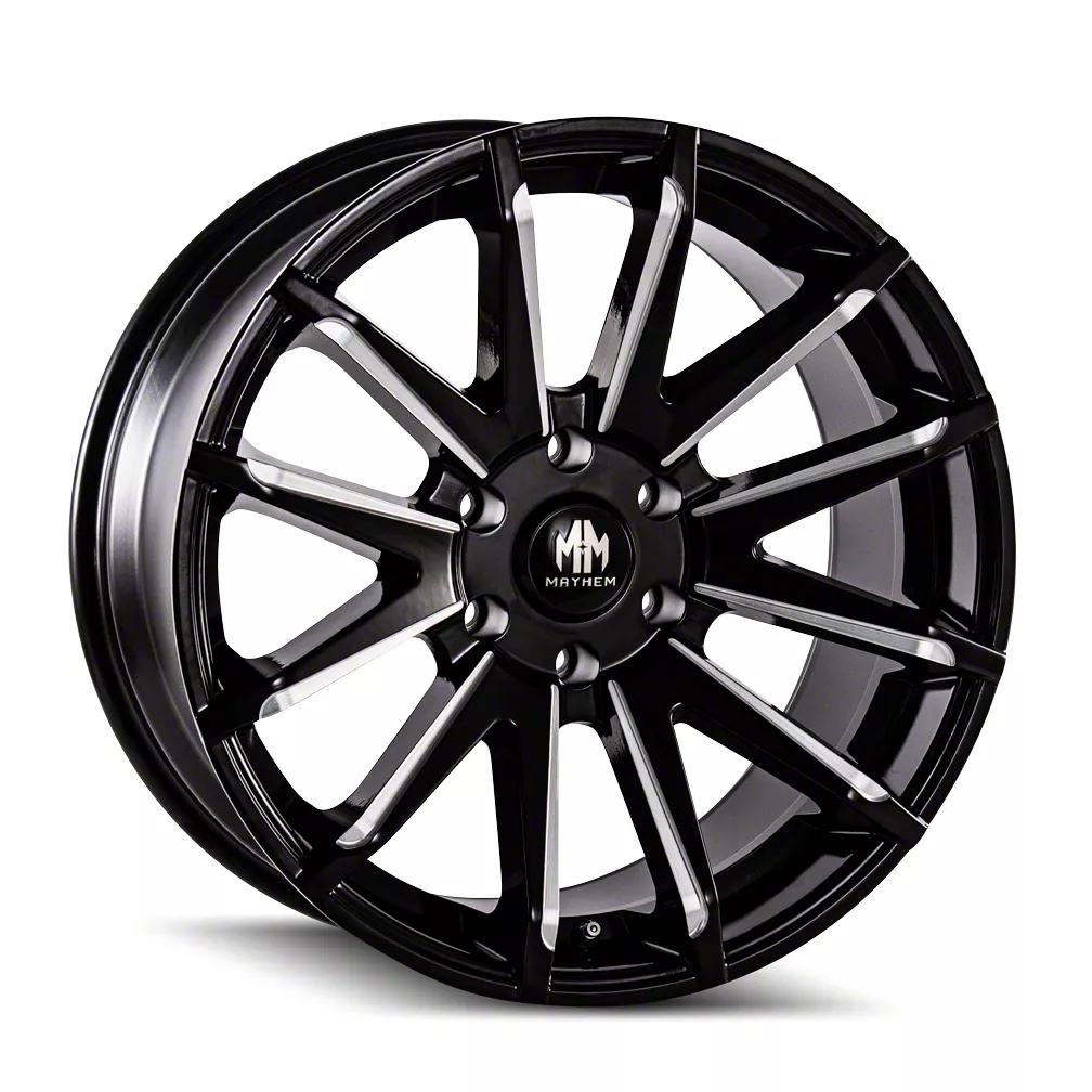 Mayhem Wheels Crossfire Gloss Black Milled 6-Lug Wheel; 20x9.5; 18mm Offset (14-18 Silverado 1500)